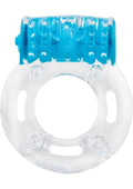 Color Pop Quickie Screaming O Plus Vibrating Ring Silicone Cock Ring - Blue