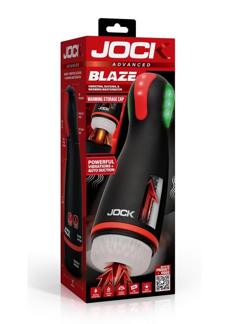 Jock Blaze Vibrating, Sucking and Warming Rechargeable Masturbator - Black/White