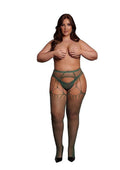 Le Desir Shredded Suspender Pantyhose - Green - Queen