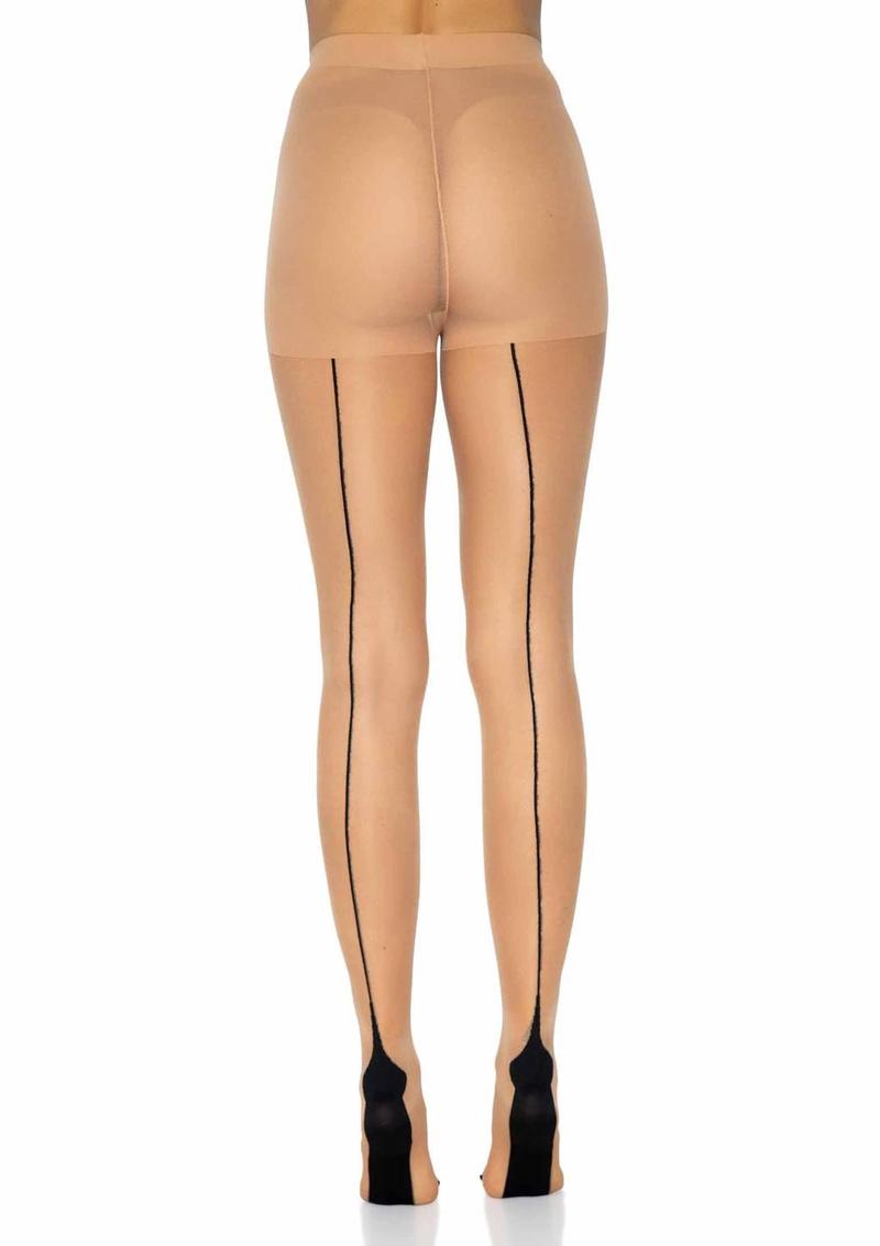 Leg Avenue Spandex Sheer Cuban Heel Backseam Tights - Nude - One Size