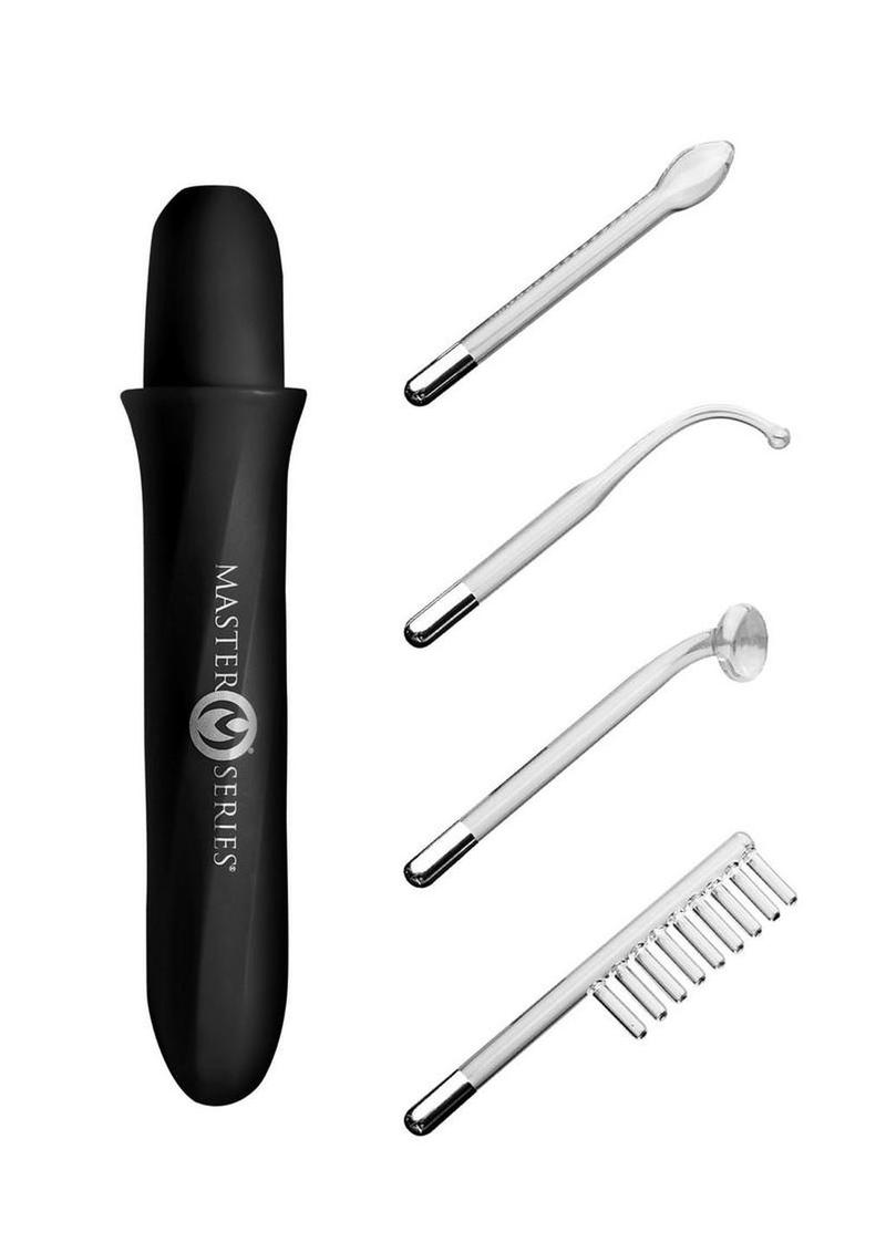 Master Series Elektrawand Rechargeable E-Stim Wand with Attachments - Black