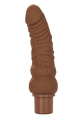 Rechargeable Power Stud Curvy Silicone Vibrating Dong - Chocolate
