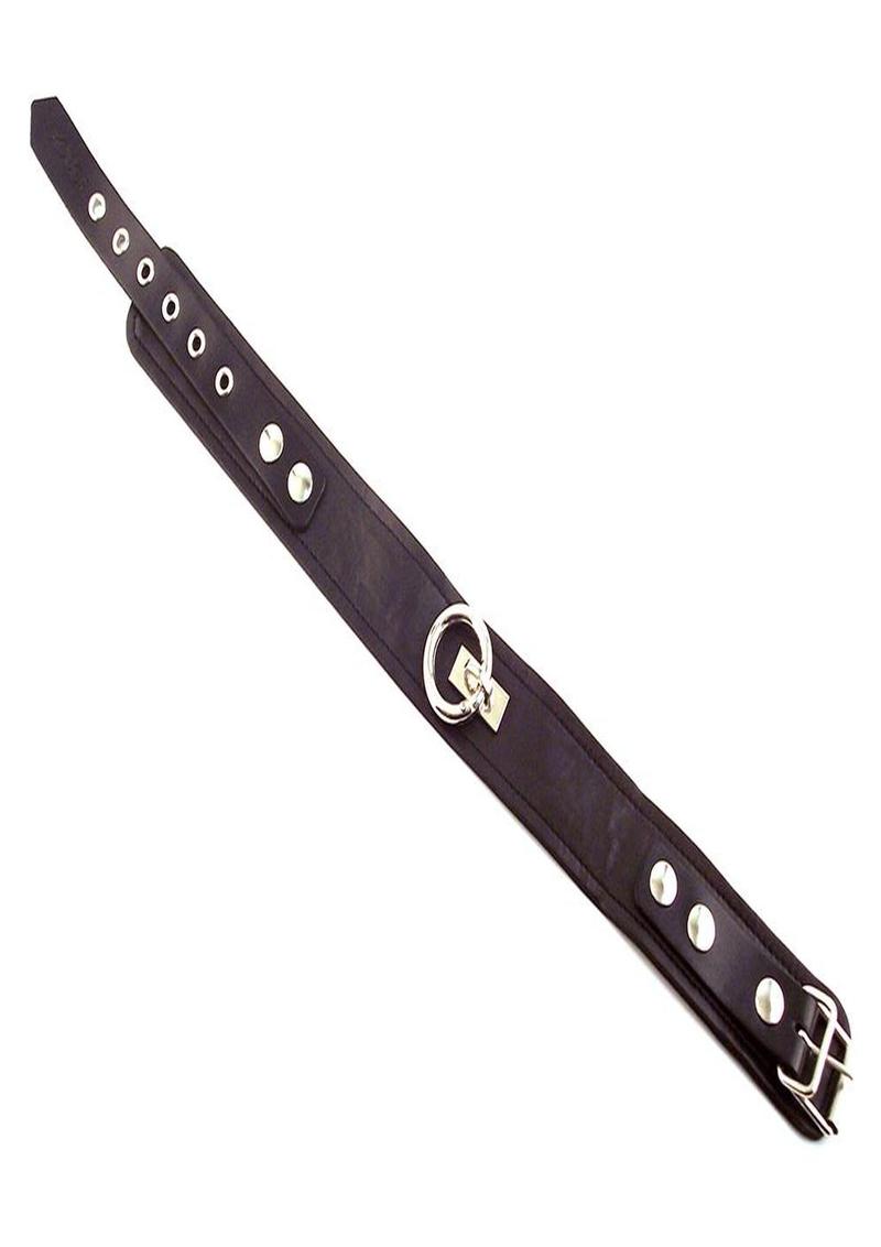 Rouge Plain Leather Adjustable Collar 1 Ring - Black
