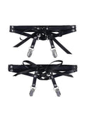Sex and Mischief Laced Up Garters - Black