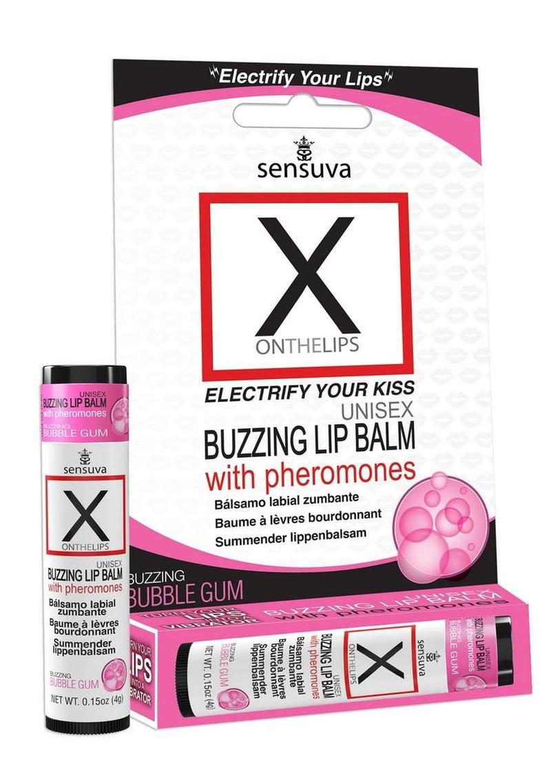 X On The Lips Buzzing Lip Balm with Pheromones Bubble Gum Flavor - .75oz