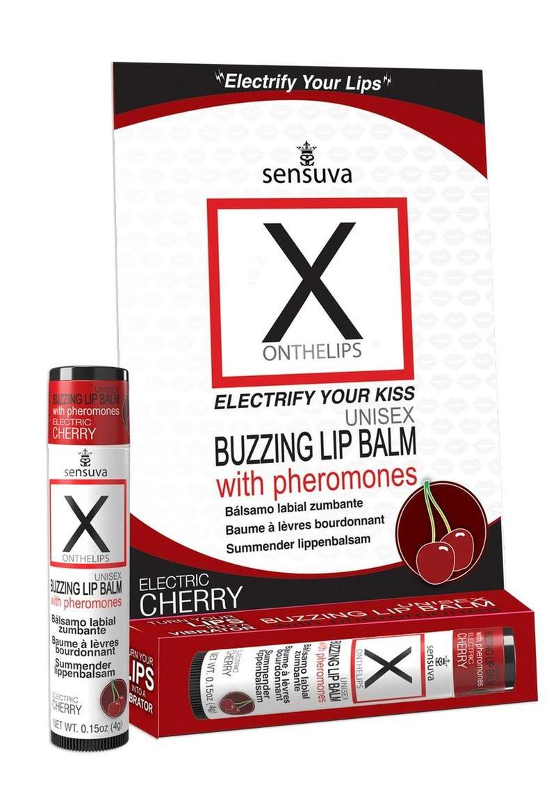 X On The Lips Buzzing Lip Balm with Pheromones Electric Cherry Flavor - .75oz